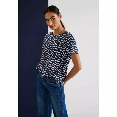 Street One print shirt 31238 319590 deep blue