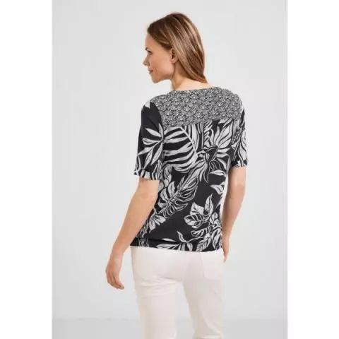 Cecil print shirt 320054 22538 carbon grey