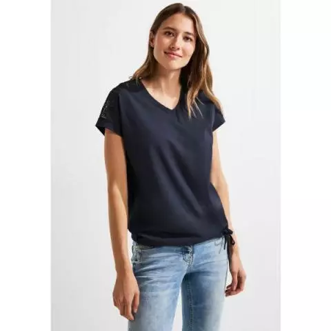 Cecil shirt met kant night 320259 blue sly 14077