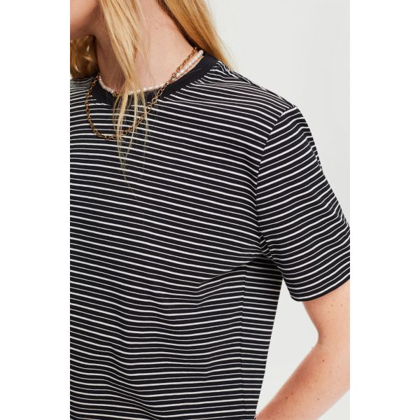 Esprit streep shirt zwart 073EE1K306 002