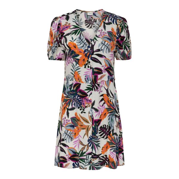 Jacqueline de Yong jungle print jurk ecru 15226056