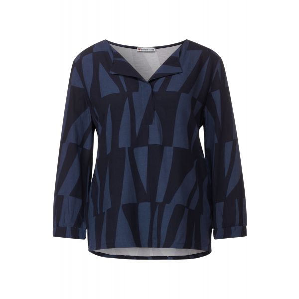 Street One print shirt deep blue 320363 21238