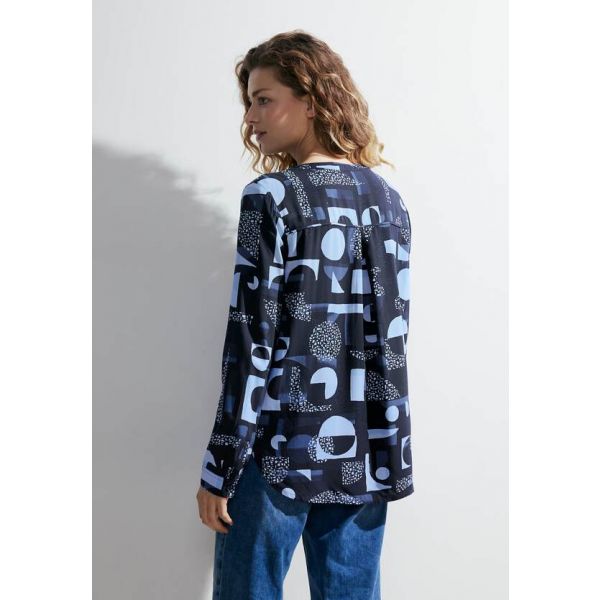 Cecil print blouse casual denim blue 344450 35453