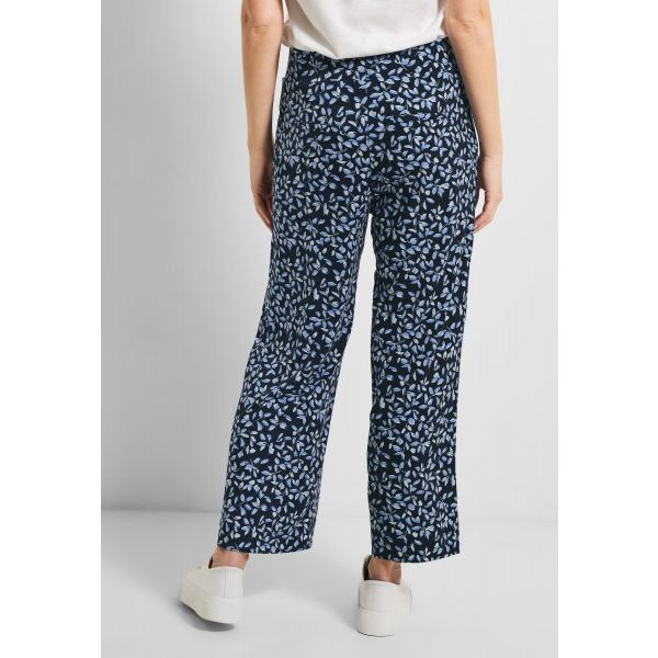 Cecil wijde print broek deep blue 376381 30128